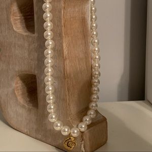 pearl necklace - gold charm